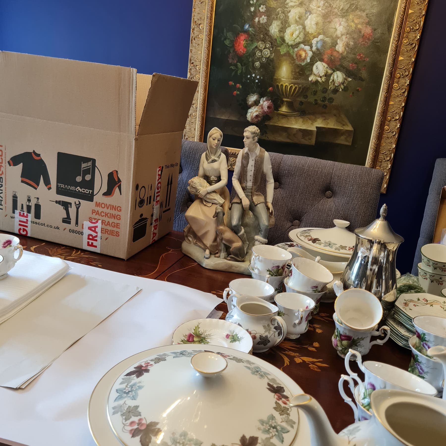 China and glassware wrapped and packed into a TransScot box before going into store